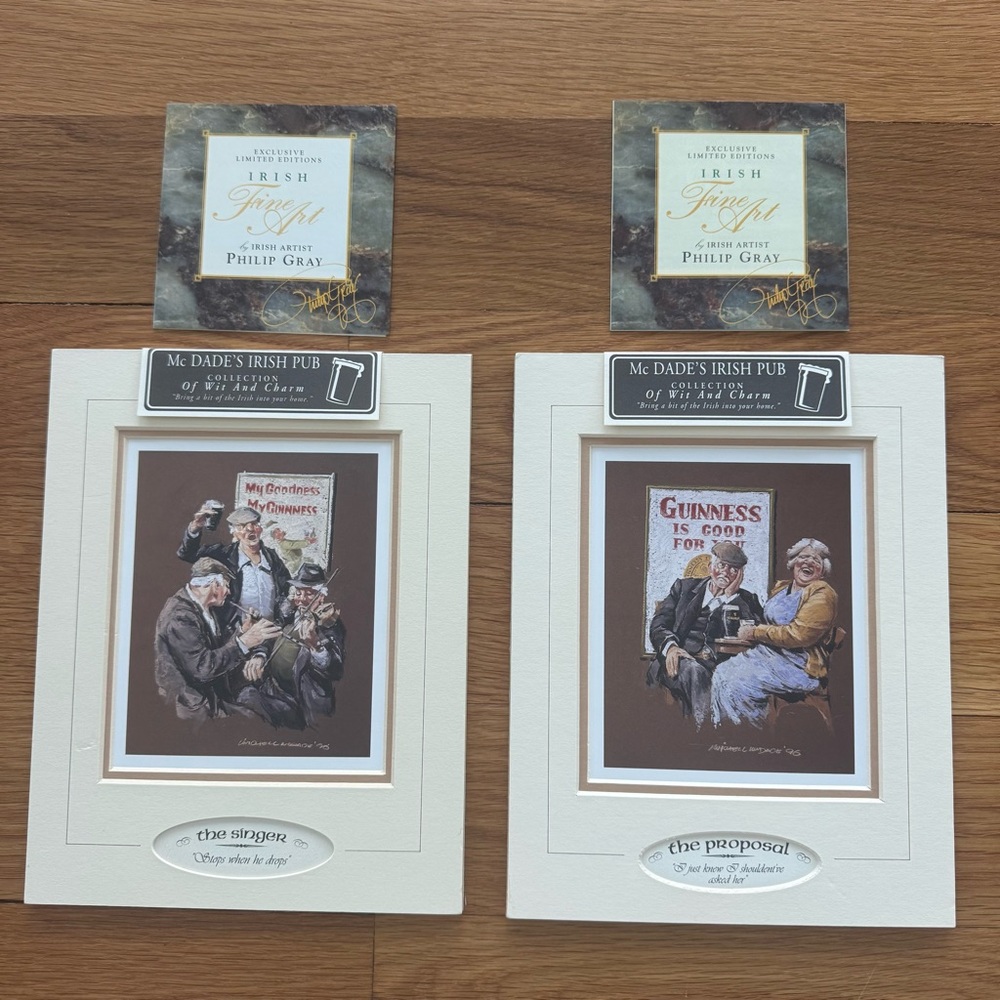 Philip Gray Irish Pub Prints Set of 2 – McDade’s Irish Pub Collection 1996 vtg